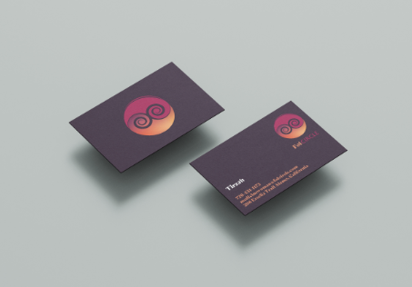 FoL Circle business cards showing the primary mark and contact lockup