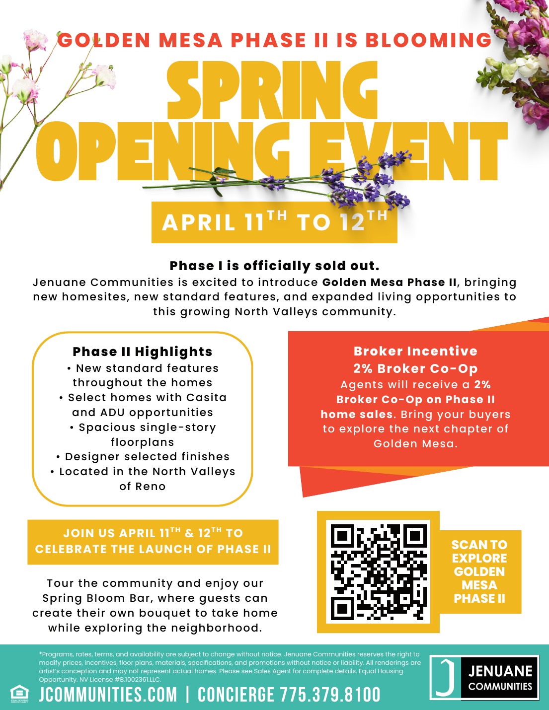 Golden Mesa Phase II Spring Opening broker flyer extending the campaign to the broker community
